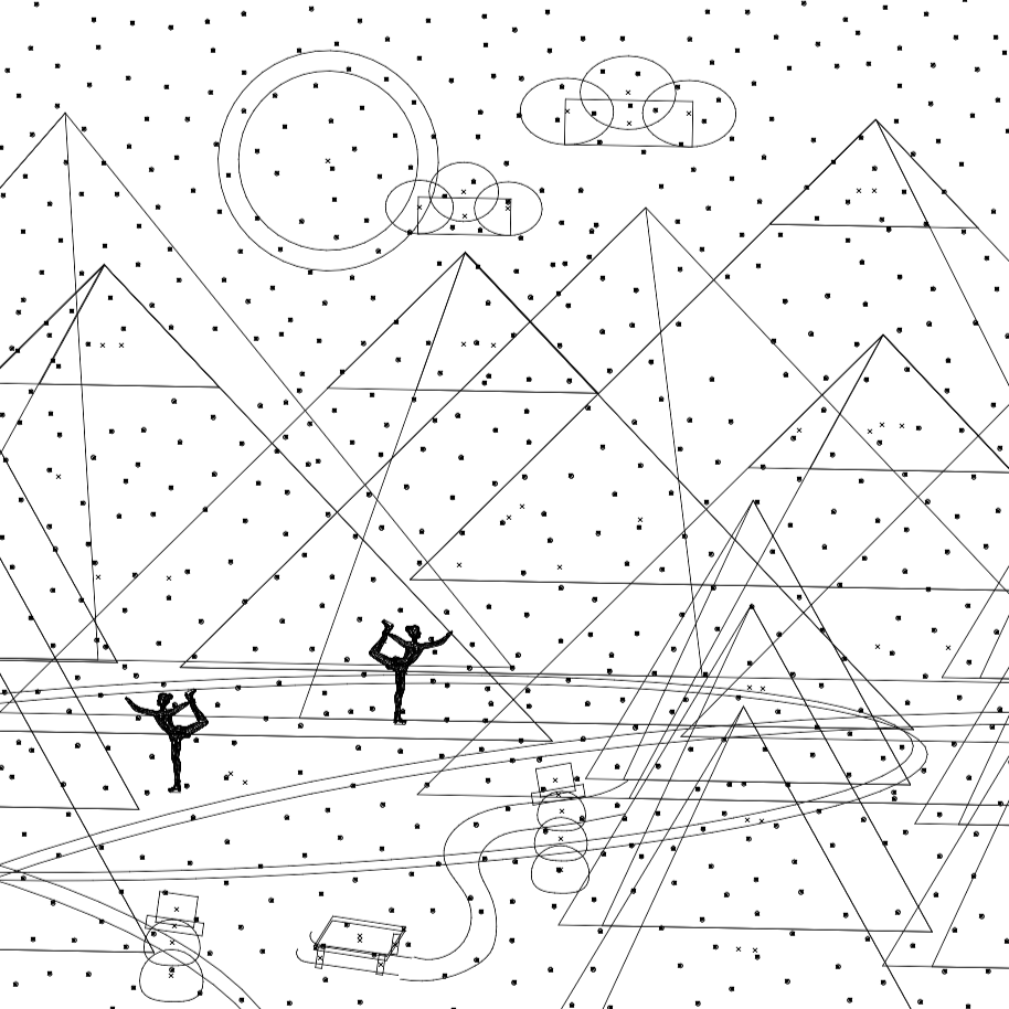 Illustration Winterlandschaft mit Eisläufer